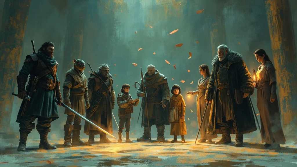 Stylized portrait lineup of Expedition 33 characters in muted painterly lighting
