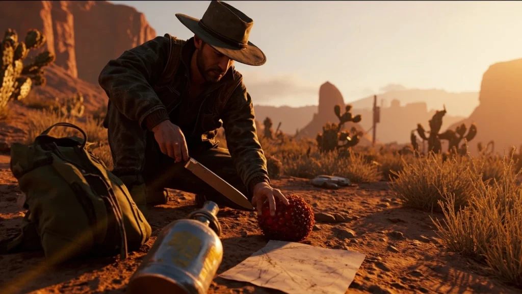 arc raiders prickly pear cactus resource in a desert environment